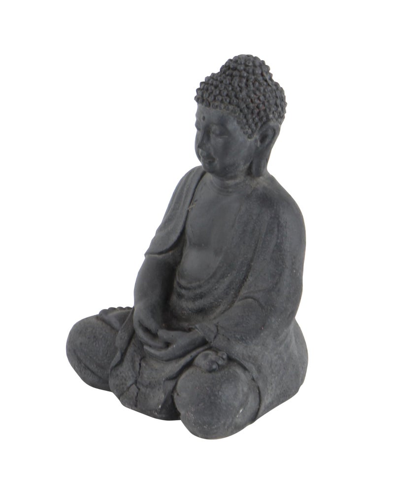 Deco 79 CosmoLiving by Cosmopolitan Ceramic Buddha Decorative Sculpture Meditating Home Decor Statue with Engraved Carvings and Relief Detailing, Accent Figurine 8" x 7" x 12", Gray - Image 2